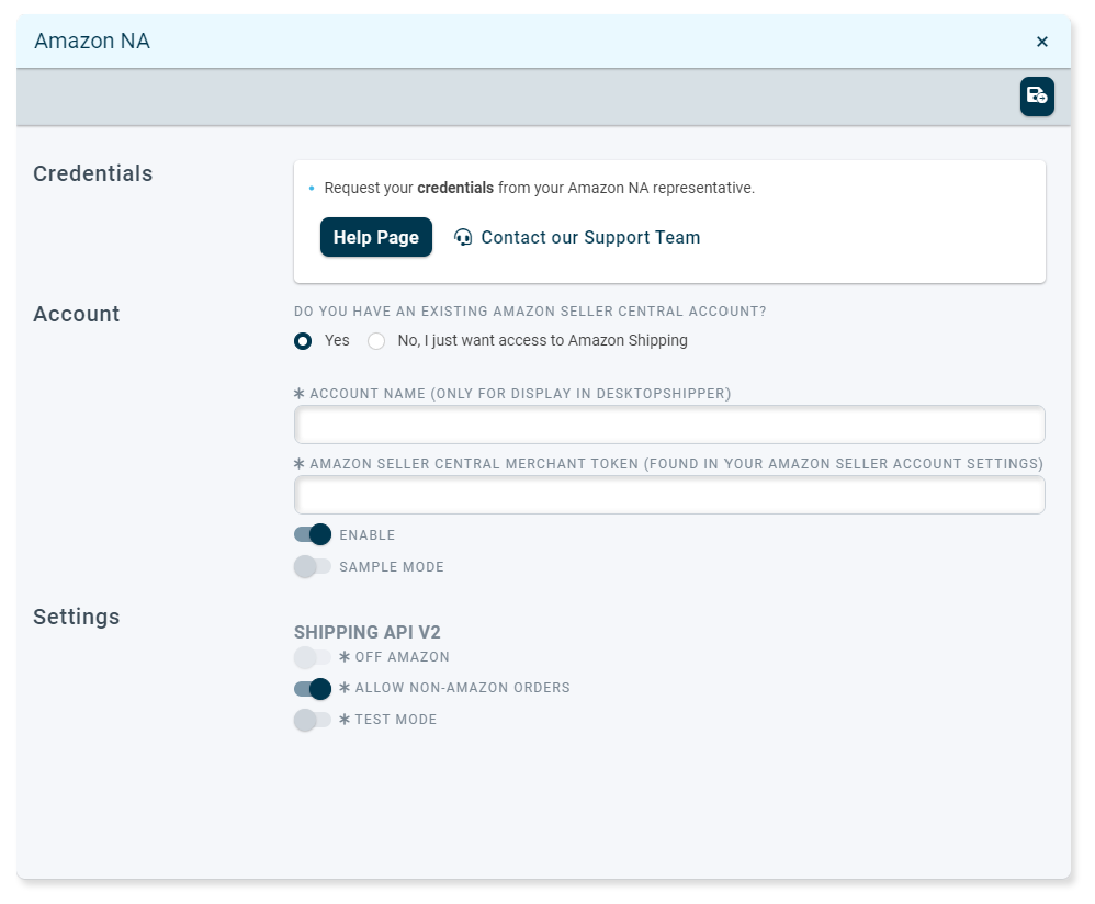 Amazon Shipping Utilizing Existing Amazon Seller Central Account.